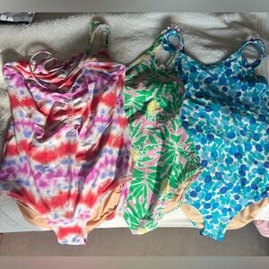 3 Crewcuts one piece swimsuits, size 14